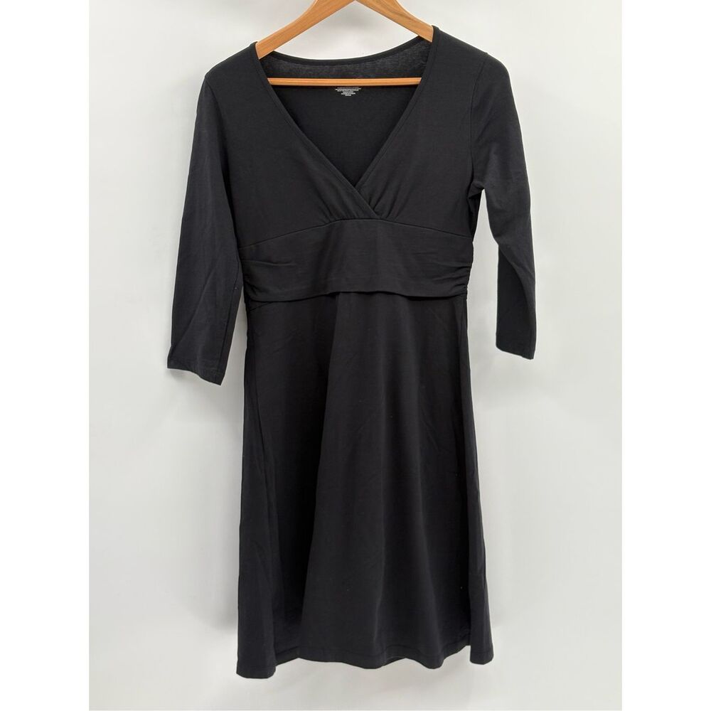 Patagonia Wrap Dress Women Size Medium Black 3/4 Sleeve‎